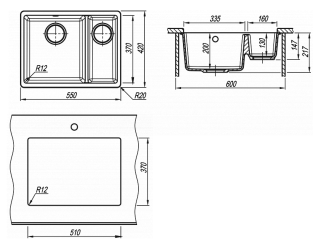 Кухонная мойка Florentina Вега 335/160 песочный